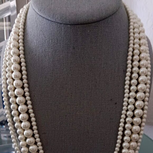 NAPIER Romantic Ivory Pearl 4 Strand Layered Necklace**NEW! - Picture 7 of 8
